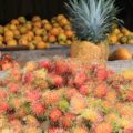 Frisches Obst (im Vordergrund Rambutan) gibt es in Costa Rica an jeder Ecke